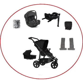 Kočárek Akční set TFK Mono3 combi pushchair + stroller seat - air chamber wheel unit Black + autosedačka + isofix base 360°