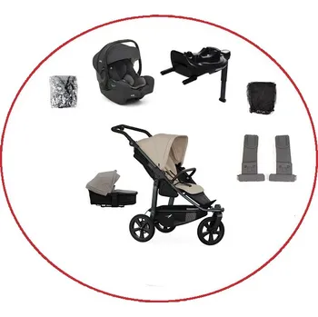 Kočárek Akční set TFK Mono3 combi pushchair + stroller seat - air chamber wheel unit Sand+ autosedačka + isofix base 360°