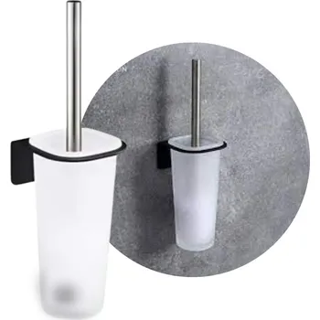 WC štětka WC kartáč na čištění toalety, skleněný, mléčný