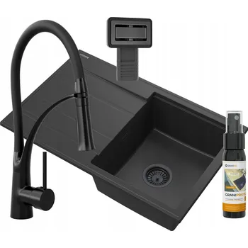 Granitový dřez Jednokomorový granitový dřez Granitan TIMOR, černý