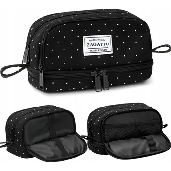 Penál Školní penál velký čtyřkomorový rozkládací do školy černý ZAGATTO