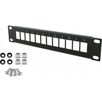 Serverovna Patch Panel RACK 10" 1U 12 Portů Černý Stalflex pro Síťové Skříně RACK