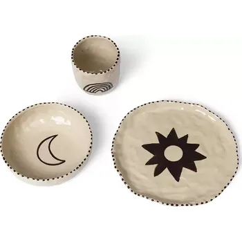 Dětský snídaňový set ferm LIVING Naive Ceramic Set 3-pack 1104269020 béžová 12X