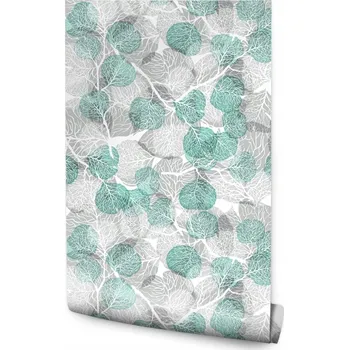 Fototapeta Tapeta do obýváku: Lesní motiv, kreslené listy a rostliny