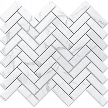 Obklad Keramická mozaika Szklane Mozaiki 31,5 x 27,7 cm bílá, odstíny šedé a stříbrná