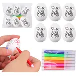 Styropenová velikonoční vajíčka k malování se vzorem zajíčka, 6 ks s fixami