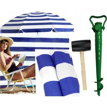 Stínicí technika PLÁŽOVÝ SLUNEČNÍK 160CM + PARAVÁN 12M KLADIVO DRŽÁK