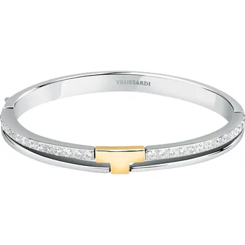 Náramek Trussardi Elegantní pevný bicolor náramek se zirkony T-Logo TJAXC20 + 2 měsíce na vrácení zboží