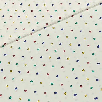 Bavlněné plátno barevné puntíky na bílé, š.150cm (látka v metráži)