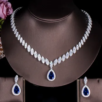 Souprava šperků B-TOP Luxusní souprava Blue Zircon - bílé pozlacení