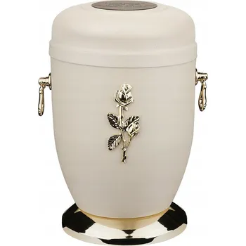 Smuteční dekorace Kovová urna na popel s růží, pohřební urna, kremační urna