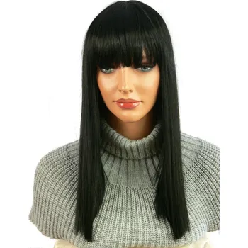 Paruka Dlouhá paruka s ofinou EMMA černá MEGA ROVNÁ - Nessaja wigs shop
