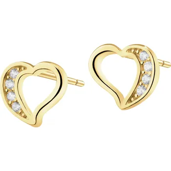 Náušnice Zlaté náušnice se zirkony - srdce - AP540-5445