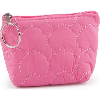 Peněženka Malá peněženka / klíčenka srdce, prošívaná 11x8 cm, malé, 3 pink