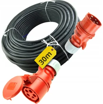 elektrický kabel Prodlužovací Kabel 5x2,5 30m 16A Gumový kabel s zásuvkou a vidlicí H07 ONPD