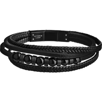 Náramek Náramek z ušlechtilé oceli a kůže - AZ535-8197