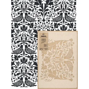 Šablona Malířská OPAKOVANÁ Opakovaně Použitelný 59x95cm TAPETA Květiny MORRIS Ptáci