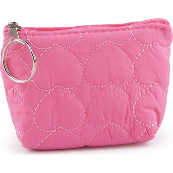 Peněženka Malá peněženka / klíčenka srdce, prošívaná 11x8 cm, barva 3 pink