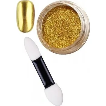 Prášek na zdobení nehtů Slaydi č. 2 zlatý zrcadlový efekt + aplikátor