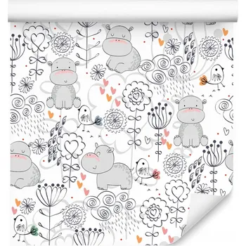 Fototapeta Tapeta do dětského pokoje hroši ptáci příroda