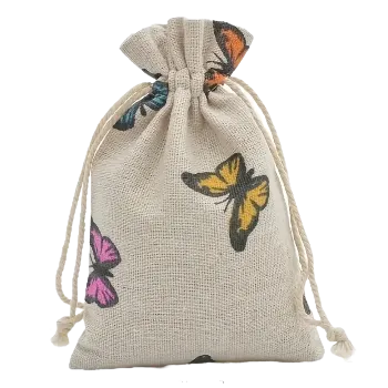 Školní sáček Stahovací sáček plátěný s motýly (9,5 x13,0 cm)