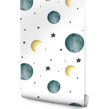 Fototapeta Dětská tapeta AKVARELOVÉ Měsíce Hvězdy Dekorace