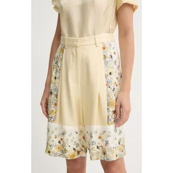 Dámské kraťasy Hedvábné šortky MUNTHE FABIANE béžová barva, vzorované, high waist, 251140125118 01X, vel. 38