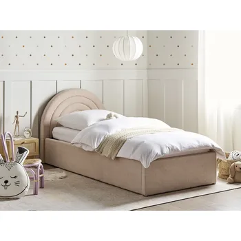 Ložnice Úložná postel béžová buklé 90 x 200 cm minimalistický retro design úložný prostor půlkruhové čelo dětský pokoj Beliani