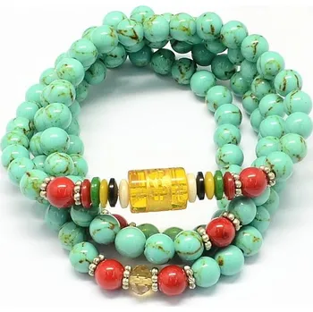 Náhrdelník Tyrkys zelený náhrdelník tibetský cca 70 cm