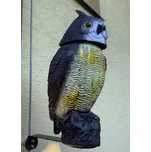 Plašič ptáků Sova - 3D maketa, 40 cm, kotvení na hromosvod, rotující hlava 360 °