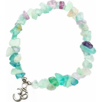 Náramek Fluorit náramek sekaný se znakem Óm obvod 17 až 23 cm