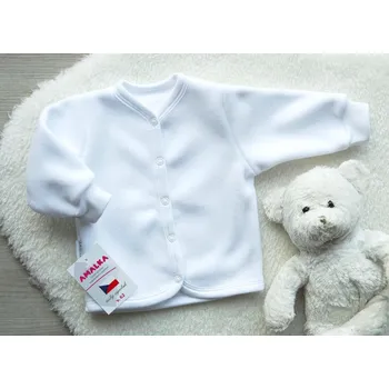 Kojenecká bunda AMÁLKA Propínací svetřík fleece antipilling, bílý Velikost: 56
