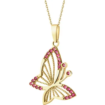 Přívěsek Zlatý přívěsek se zirkony - motýl - AP540-6739