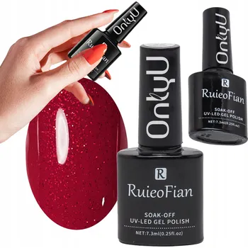 Přípravek na nehty ČERVENÝ TŘPYTIVÝ HYBRIDNÍ LAK NA NEHTY S LESKEM UV/L121