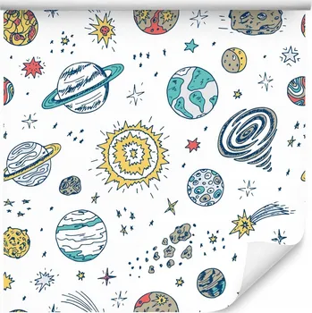 Fototapeta Dětská tapeta VESMÍR hvězdy planety asteroidy