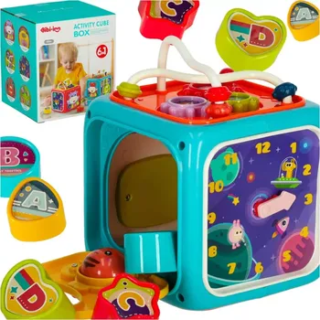 Hračka pro nejmenší VÝUKOVÁ HRAČKA, INTERAKTIVNÍ, SMYSLOVÁ, MANIPULAČNÍ KOSTKA Modrá (KX4291_1)