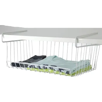 Úložný box CONFORTIME Přídavný závěsný koš pod polici, bílý kov, hluboký COCINA, 43x25x18,5