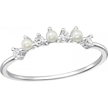 Prsten Stříbrný prsten PERLA se Zirkony Velikost: 5/49 Ag 925/1000