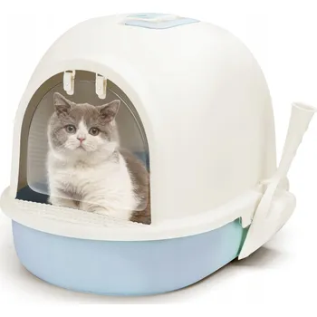 Obraz Krytá kočičí toaleta pro kočky toaletní miska 50,5x37,5x38cm modrá