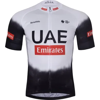 Cyklistické oblečení BONAVELO Cyklistický dres s krátkým rukávem - UAE 2025 - bílá/černá 3XL