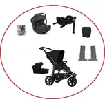 Akční set TFK Mono3 combi pushchair + stroller seat - air wheel unit Black + autosedačka + isofix base 360°