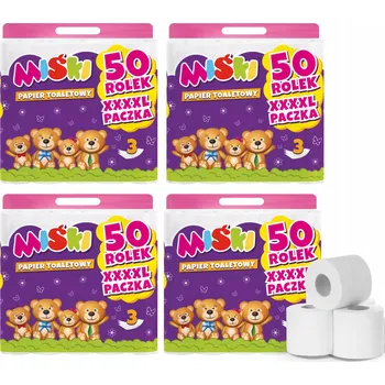 TOALETNÍ PAPÍR 3 VRSTVY CELULÓZOVÝ 100% XXXXL SILNÝ MIŚKI - 200 ROLÍ