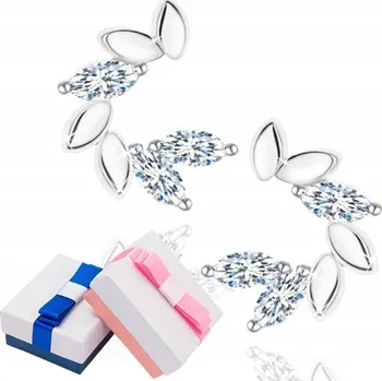 Náušnice Stříbrné Náušnice Mennica Bydgoska se zirkony, 1,13 cm