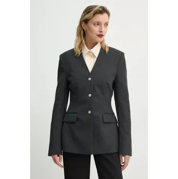 Dámské sako Vlněné sako Nanushka LENKE šedá barva, jednořadá, hladká, NW25RSOW15094 90X, vel. XS