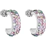 Stříbrné náušnice kruhy s krystaly Swarovski mix barev půlkruh 31118.3 Sakura
