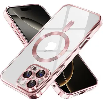 Pouzdro na mobilní telefon Kryt Luxury Crystal MagSafe iPhone 16 Pro Max růžový (obal neboli pouzdro na iPhone 16 Pro Max)