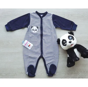 AMÁLKA Bavlněný overal s pruhy, medvídek panda Velikost: 74
