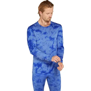 Pánské termoprádlo Pánské merino tričko s dlouhým rukávem ICEBREAKER Mens 200 Oasis LS Crewe Cloud Dye, Baja/Brilliant/Cd velikost: L