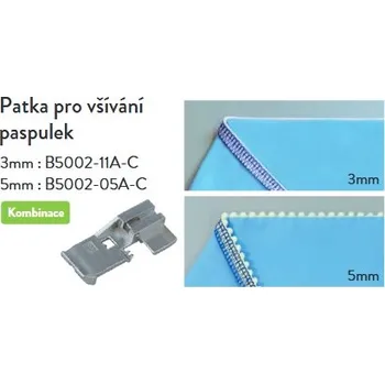Příslušenství k šicímu stroji Patka pro našívání paspulek 5mm - Babylock Desire, Gloria, Ovation