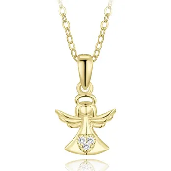 Náhrdelník MINET Pozlacený stříbrný náhrdelník anděl s bílými zirkony